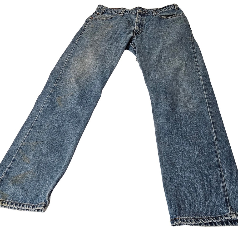 Vintage Levi 505 Regular Fit 90s Blue Denim Jeans Mens Size 34 x 32 1998 - Picture 3 of 14